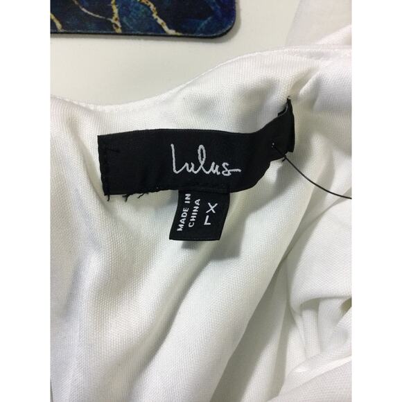 LULU'S SZ XL Beaming Perfection White Pearl Organza Tie-Strap Mini Dress NEW B19 - Picture 8 of 9